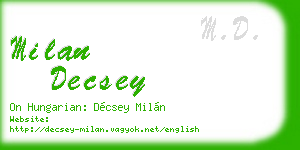 milan decsey business card