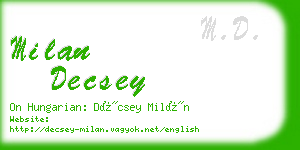 milan decsey business card